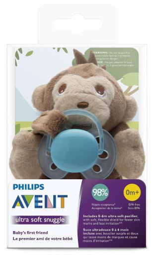 Ultra Soft Pacifier 0-6M + Plush Monkey