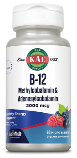 B12 Methylcobalamin &amp; Adenosylcobalamin 2000 mcg 60 Micro Tablets